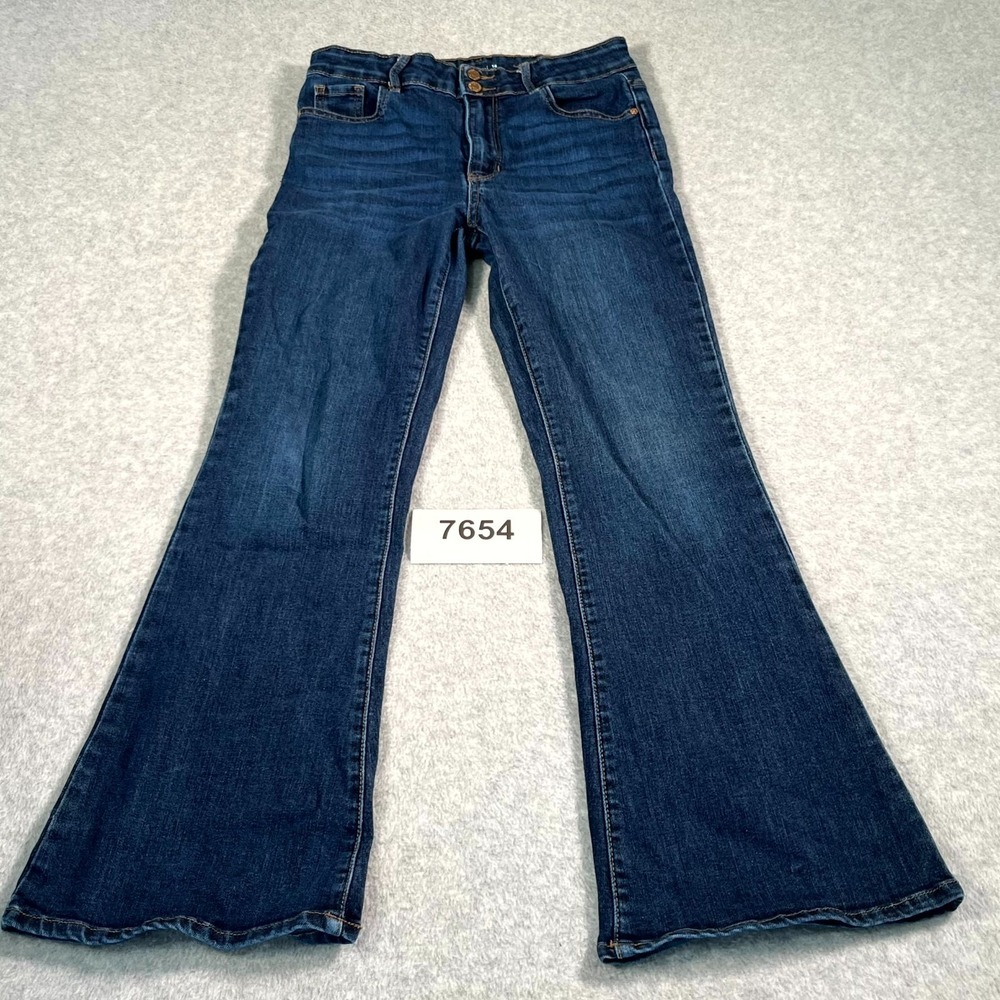 Jordache Flare Jeans Womens 16 Blue Cotton Stretch Dark Enzyme Wash Casual